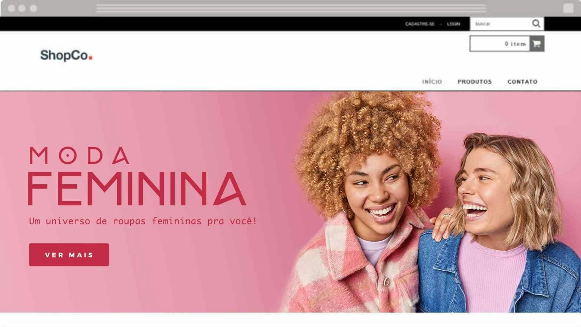 mockup do banner moda feminina em um e-commerce