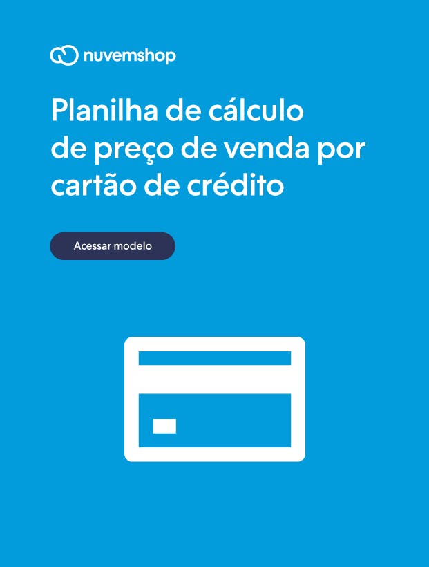 capa da planilha de cálculo de preço de venda por cartão de crédito com a ilustração de um cartão no meio da capa